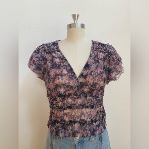 House of Harlow 1960 sheer floral blouse